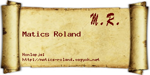 Matics Roland névjegykártya
